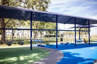 View Shaded Swing Frame 4 Bay slide