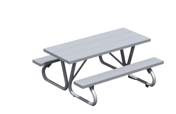 Heavy Duty Table 6' Pine Slat Galvanized 1