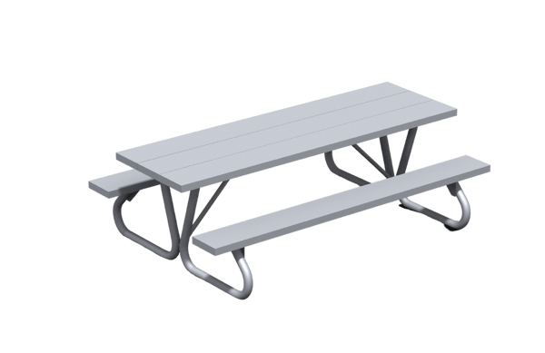 Heavy Duty Table 8' Pine Slat Galvanized 1