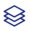 blue icon of stacked paper sheets