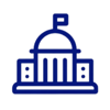 blue icon of a capital building