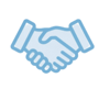 blue icon of hands shaking