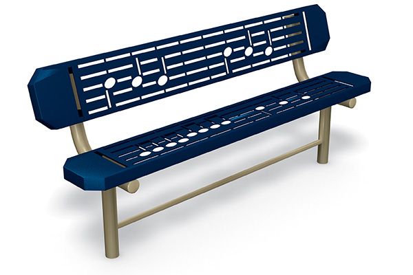 6' Music Bench w/Back Surface Mount 
