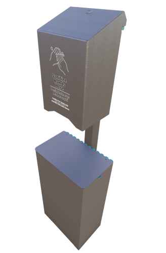 Automatic Hand Sanitizer Station Post Mount With Receptacle Inground 