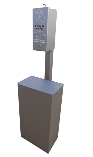 Hand Sanitizer Station Post Mount With Receptacle Inground 