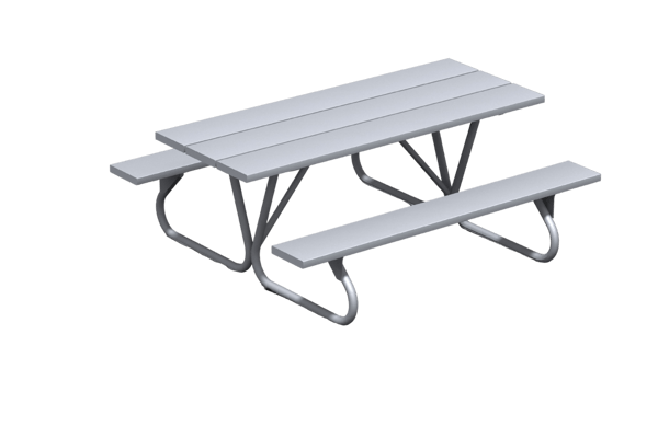 Standard Table 8' Pine Slat Galvanized 1