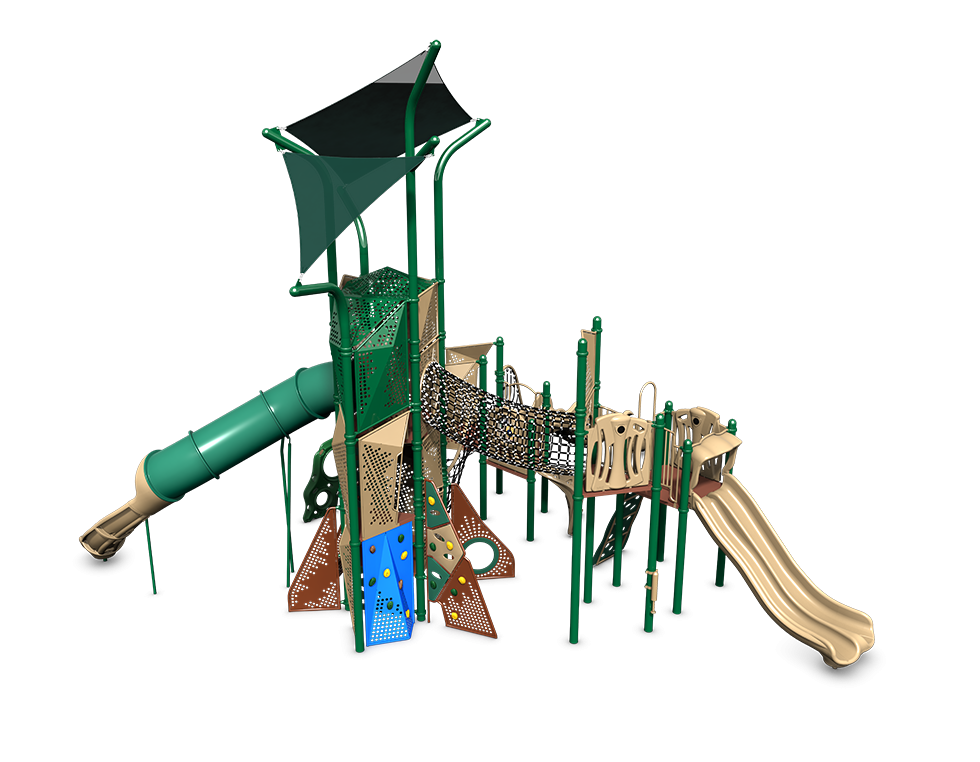 3D rendering of tan colored Origami Treetop park