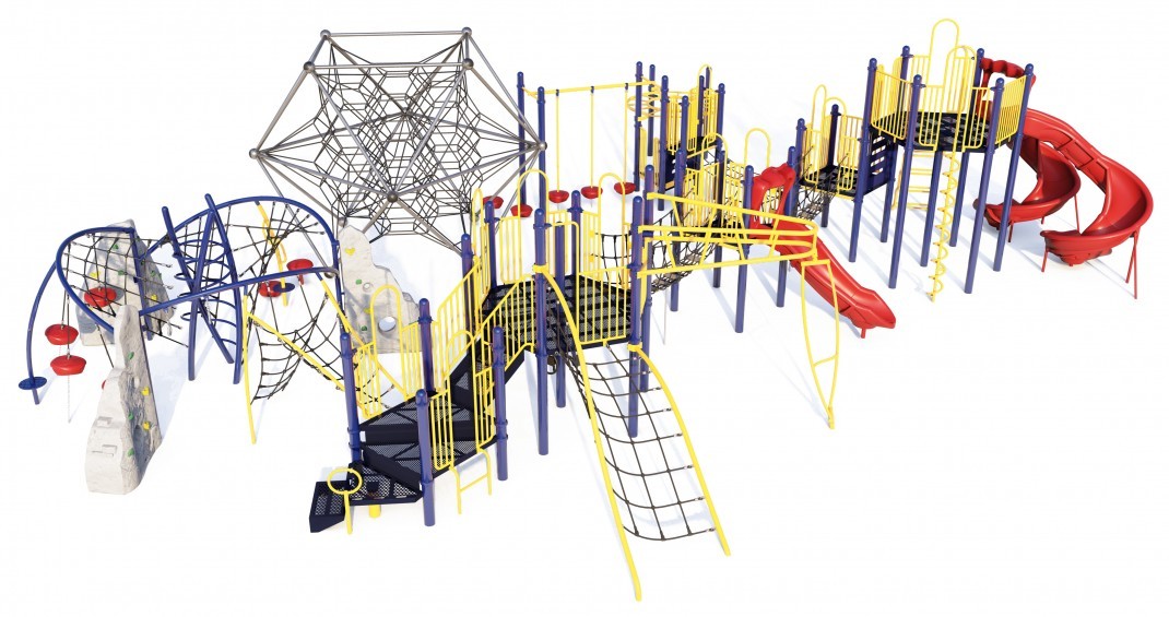 3D rendering blue yellow and gray park structure 