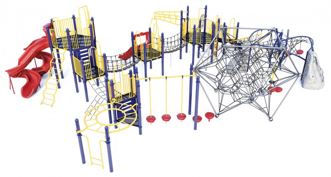 3D rendering blue yellow and gray park structure 