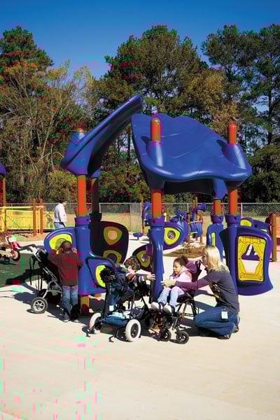 Blue, red, yellow, and green 6-Panel Fun Station
